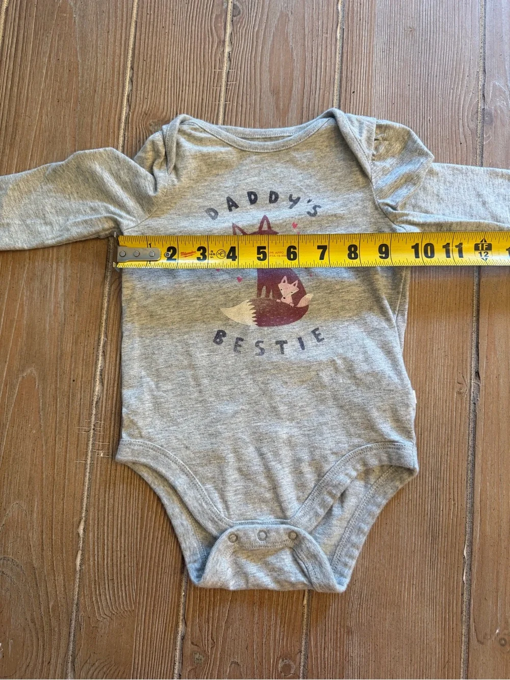 GAP Grey Long-Sleeve Baby One-Piece with Purple Fox Graphic